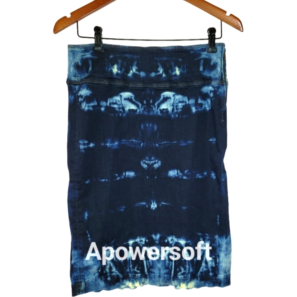 Citizens of humanity tie-dye reworked denim jean midi skirt size 29